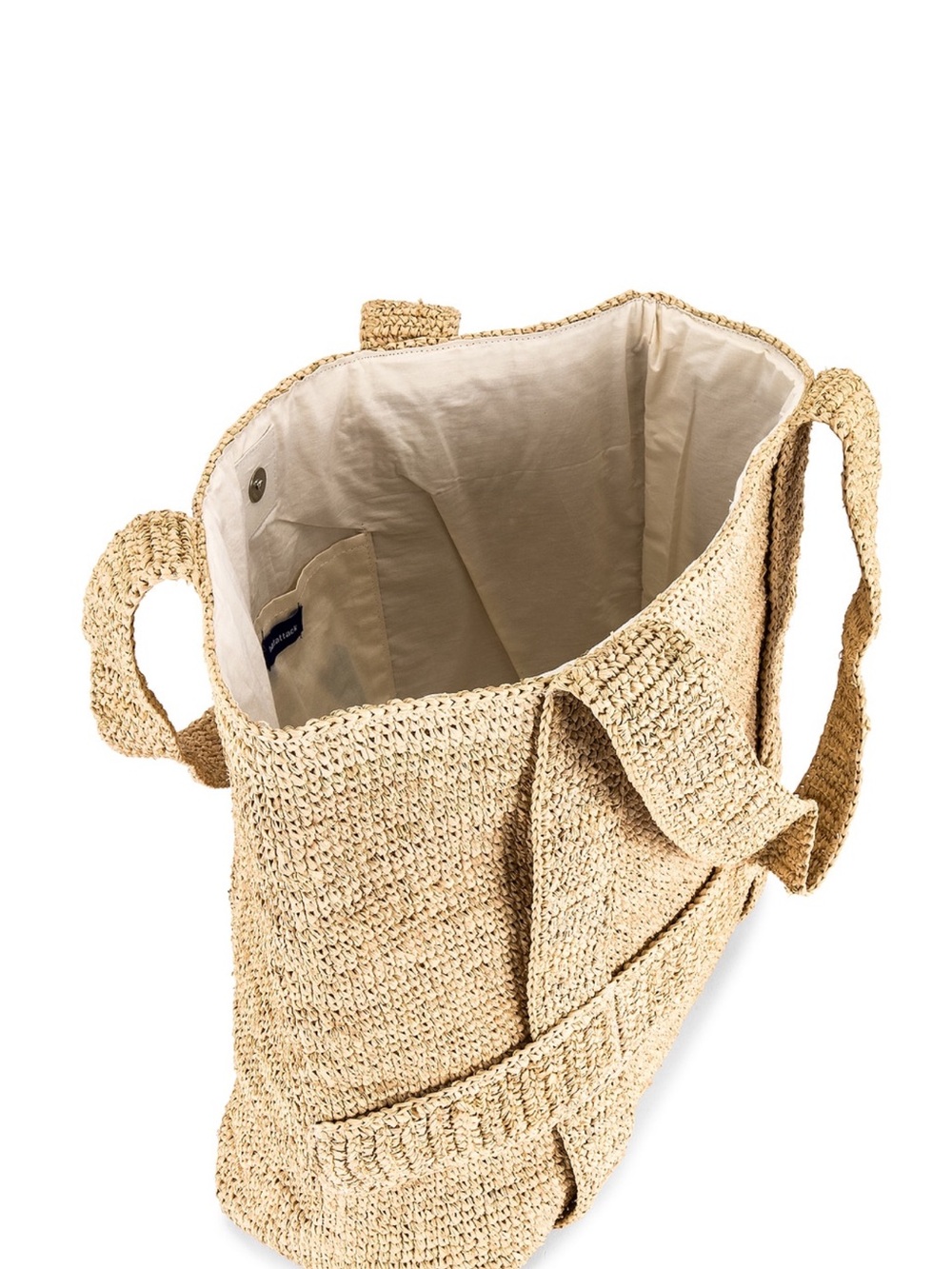 NWT Hat Attack Traveler Natural Straw Tote in Beige - Picture 3 of 5